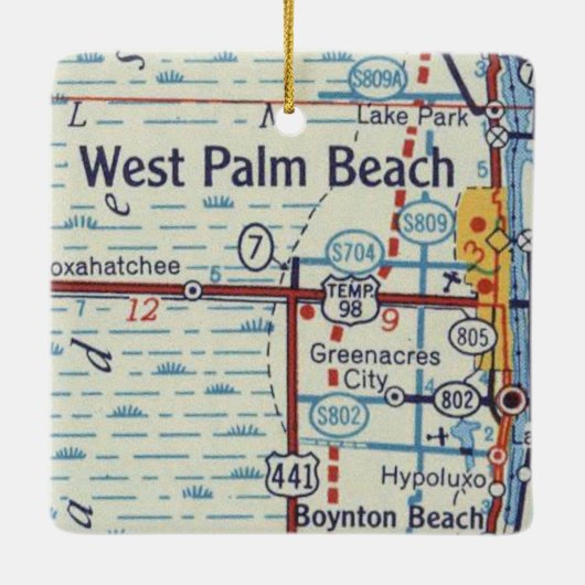 Historisch overzicht West Palm Beach Keramisch Ornament (Achterkant)