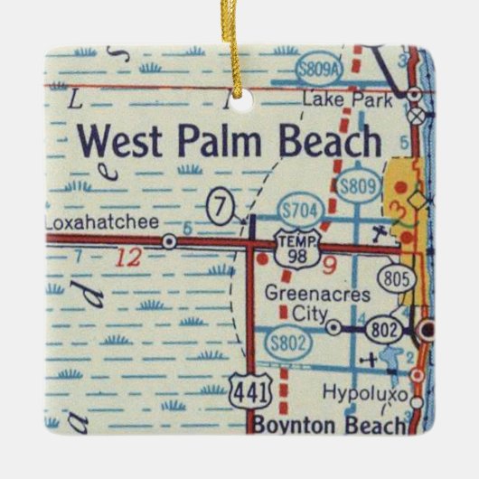 Historisch overzicht West Palm Beach Keramisch Ornament (Voorkant)