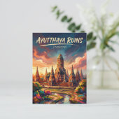 Historisch park Ayutthaya Thailand Briefkaart (Staand voorkant)