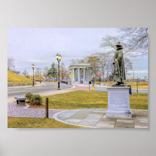 Historisch Plymouth MA-waterfront in december Poster