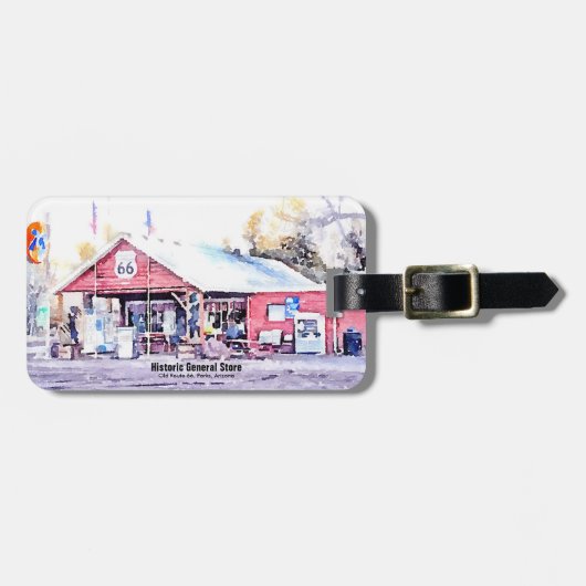 Historisch Route 66 Arizona General Store Waterver Bagagelabel (Voorkant horizontaal)