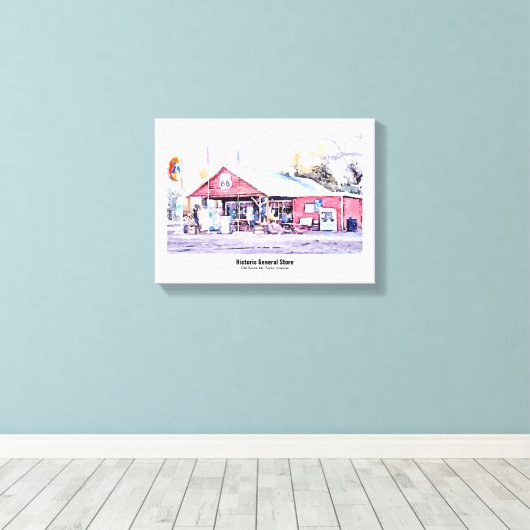 Historisch Route 66 Arizona General Store Waterver Canvas Afdruk