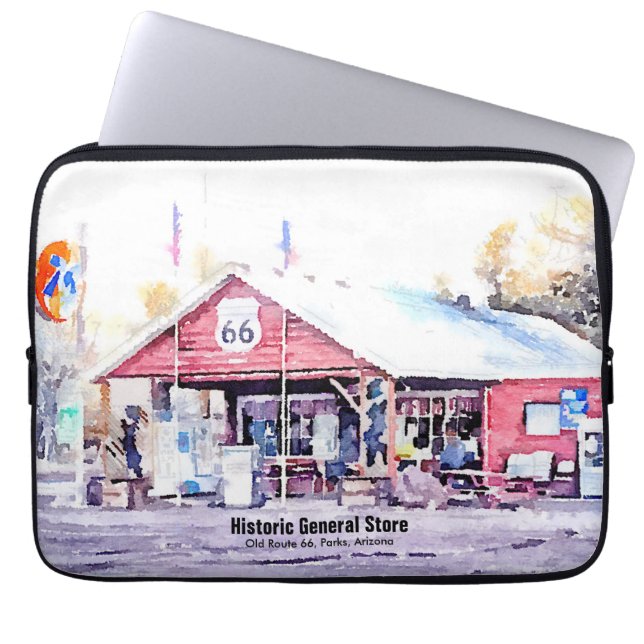 Historisch Route 66 Arizona General Store Waterver Laptop Sleeve (Voorkant)