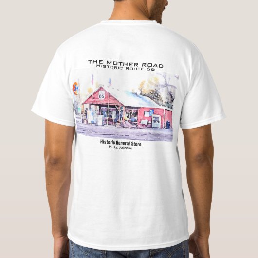 Historisch Route 66 Arizona General Store Waterver T-shirt (Achterkant)