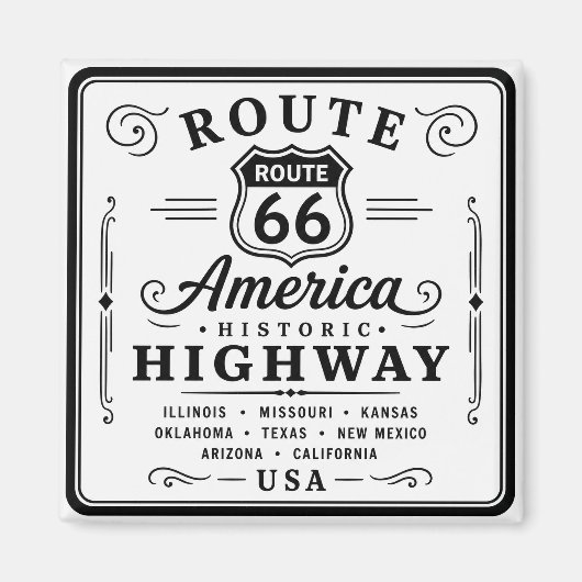 Historisch Route 66 Bord Decoratie Magneet (Voorkant)