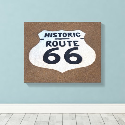 Historisch Route 66 Pavementteken Canvas Afdruk (Insitu (Houten vloer))