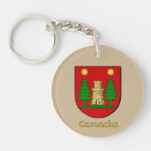 Historisch schild van Camacho met vlag van Spanje Sleutelhanger (Voorkant)