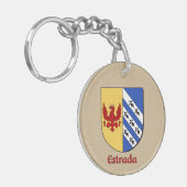 Historisch schild van Estrada met vlag van Spanje Sleutelhanger (Voorkant Links)