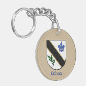 Historisch schild van Ochoa met vlag van Spanje Sleutelhanger (Voorkant Links)