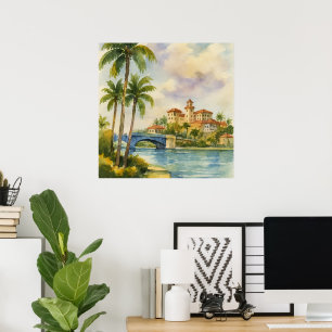 Historisch Schilderachtig Boca Raton Florida Aquar Poster