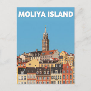 Historisch stadsgezicht Moliya-eiland Europese rei Briefkaart