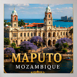 Historisch Station en Zeezicht Elegantie in Maputo Poster