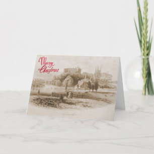 Historisch uitzicht van de kerstkaart van het kast feestdagen kaart