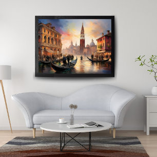 Historisch Venetië Grand Canal bij zonsondergang m Canvas Afdruk