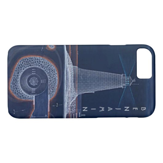 Historisch vuurtorenblauwdrukdiagram Case-Mate iPhone case (Achterkant (Horizontaal))