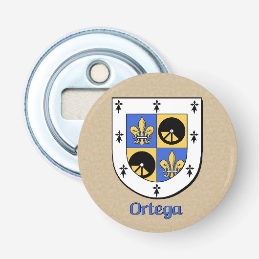 Historisch wapenschild van Ortega Button Flesopener (Voorkant)
