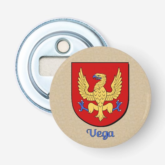 Historisch wapenschild van Vega Button Flesopener (Voorkant)
