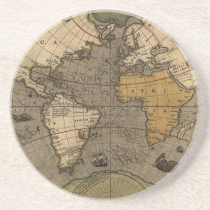 Historisch Wereldkaart Tasteful Earth Gift Onderze Zandsteen Onderzetter