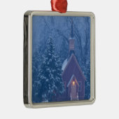 Historisch Yosemite Valley Chapel tijdens zware ti Metalen Ornament (Rechts)