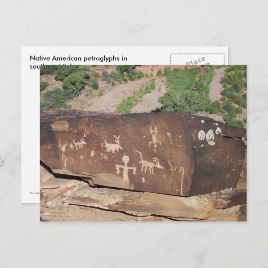 Historische Amerikaanse Petroglyphs briefkaart #2 (Voorkant / Achterkant)