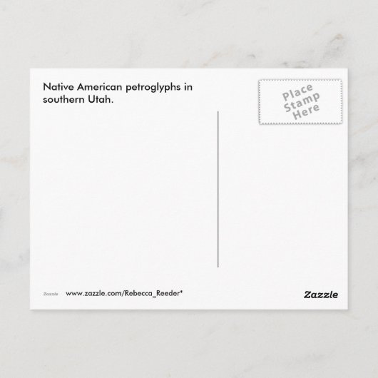 Historische Amerikaanse Petroglyphs briefkaart #2 (Achterkant)