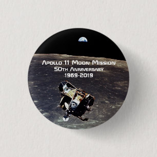 Historische Apollo 11 Moon Mission 50th Jubileum Ronde Button 3,2 Cm