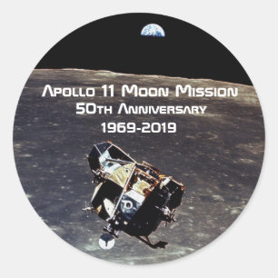 Historische Apollo 11 Moon Mission 50th Jubileum Ronde Sticker