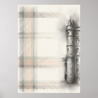 Historische architecturale schets van Schots kaste Poster