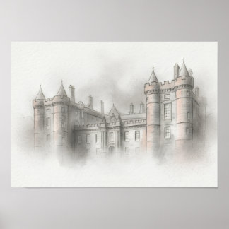 Historische architecturale schets van Schots kaste Poster