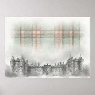 Historische architecturale schets van Schots kaste Poster