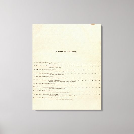 Historische Atlas Index 1828 AD Canvas Afdruk (Voorkant)