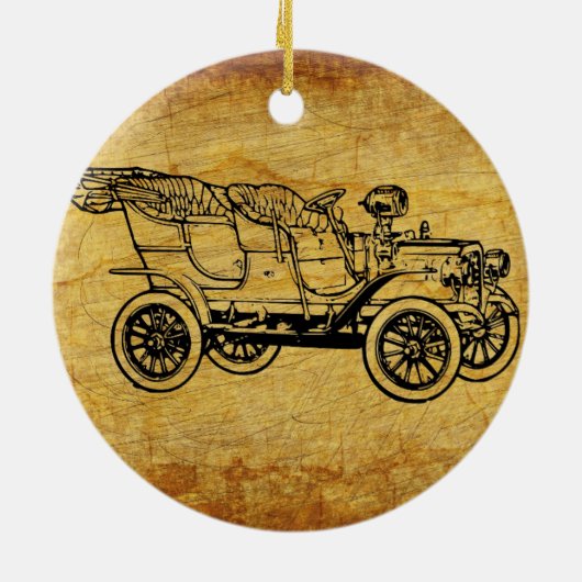 historische autoillustratie in de auto keramisch ornament (Achterkant)