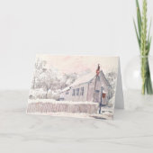 Historische Bethabara Kerst Kaart in Snow (Voorkant)