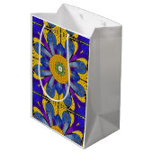 Historische blauwe en gele mozaïekvloer - Jouw tek Medium Cadeauzakje (Achterkant Gekanteld)