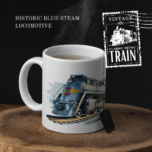 Historische Blue Steam Locomotief Tweekleurige Koffiemok