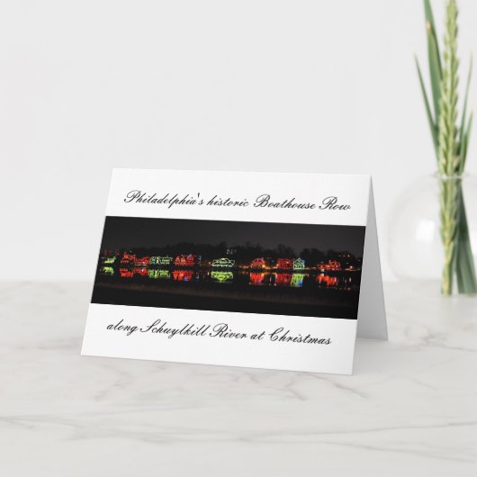 Historische Boathouse Row-wenskaart van Philadelph Feestdagen Kaart (Voorkant)