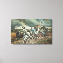 Historische brandweerauto (door Eugène Burnand) Canvas Afdruk