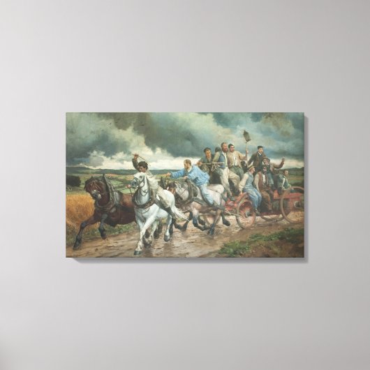 Historische brandweerauto (door Eugène Burnand) Canvas Afdruk (Voorkant)