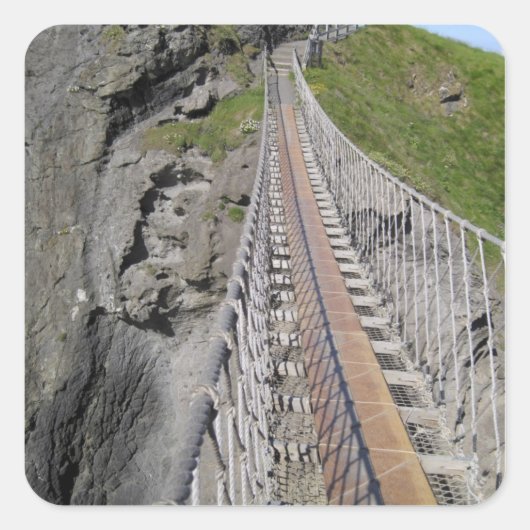 Historische brug van Carrick-a-rede, noordelijk Vierkante Sticker (Voorkant)