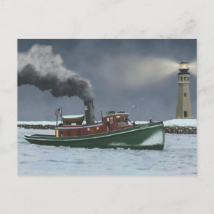 Historische Buffalo Tugboat en Vuurtoren Briefkaar Briefkaart