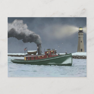 Historische Buffalo Tugboat en Vuurtoren Briefkaar Briefkaart