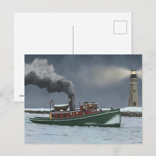 Historische Buffalo Tugboat en Vuurtoren Briefkaar Briefkaart (Voorkant / Achterkant)
