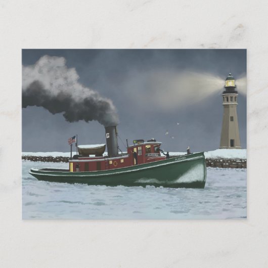 Historische Buffalo Tugboat en Vuurtoren Briefkaar Briefkaart (Voorkant)