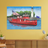 Historische Buffalo vuurboot Edward M. Cotter Canvas Afdruk (Insitu (Woonkamer))