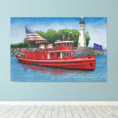 Historische Buffalo vuurboot Edward M. Cotter Canvas Afdruk (Insitu (Houten vloer))