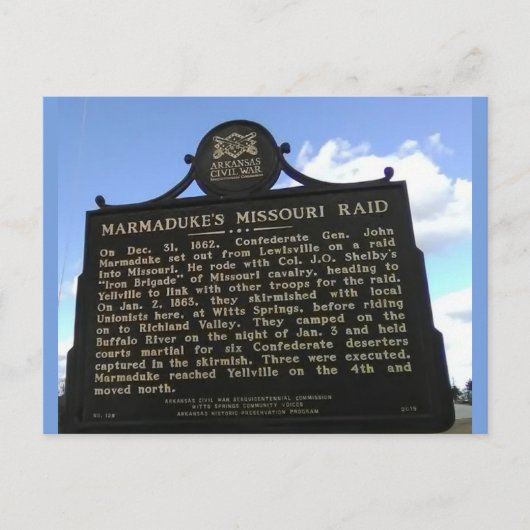 Historische burgeroorlog in Arkansas Briefkaart (Voorkant)