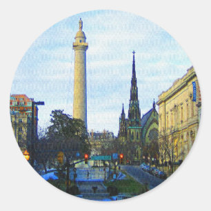 Historische buurt Washington Monument Ronde Sticker