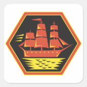 Historische Clipper Ship Square Sticker (Voorkant)