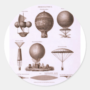 Historische Design met hot-air ballon Vintage Imag Ronde Sticker