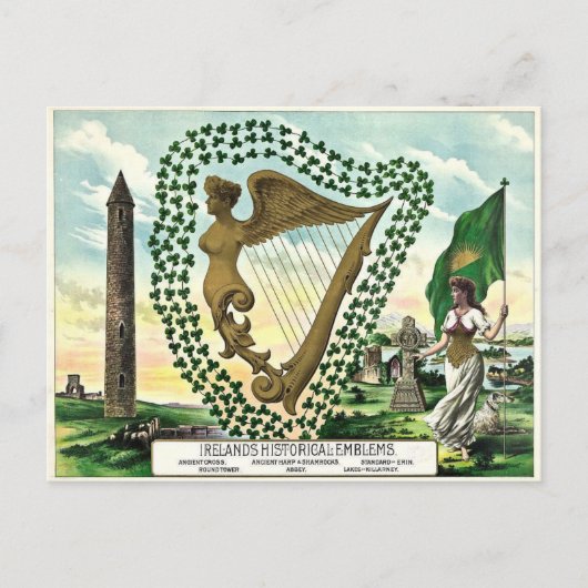 Historische emblemen in Ierland Briefkaart (Voorkant)